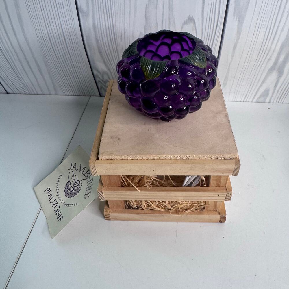 Vintage Pfalzgraff Jamberry Grapes Candle Holder Votive Rare Pat Ferell